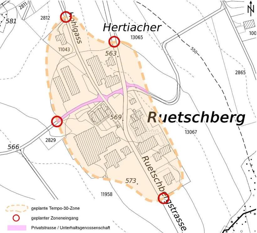Ein Plan von Ruetschberg.